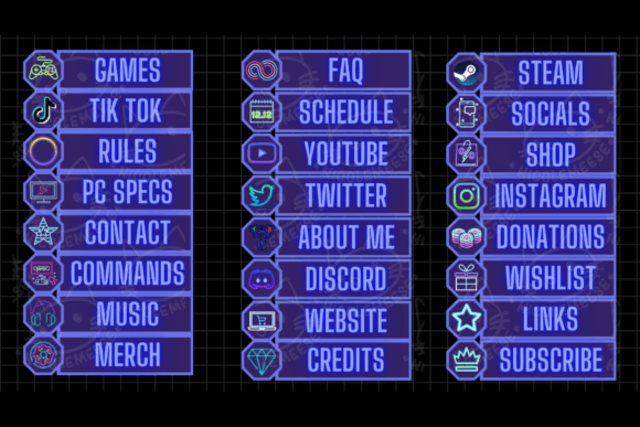 Download Neon Twitch Panels Twitch Overlays - Twitch Collection