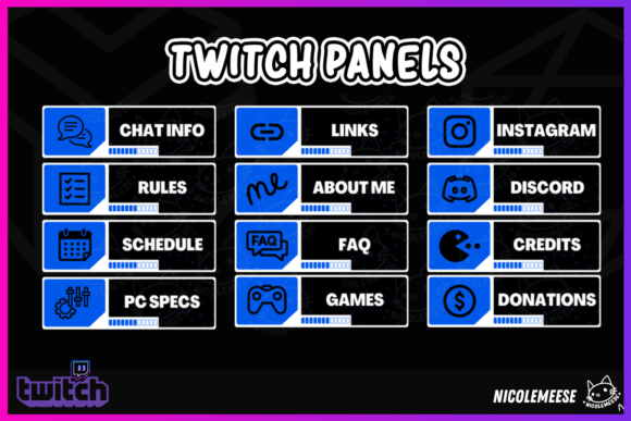 Download Twitch Panels Blue Twitch Overlays - Twitch Collection