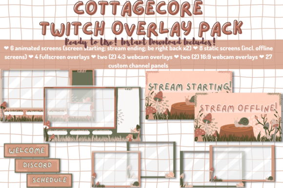 Download Cottagecore Twitch Stream Overlay Pack - Twitch Collection